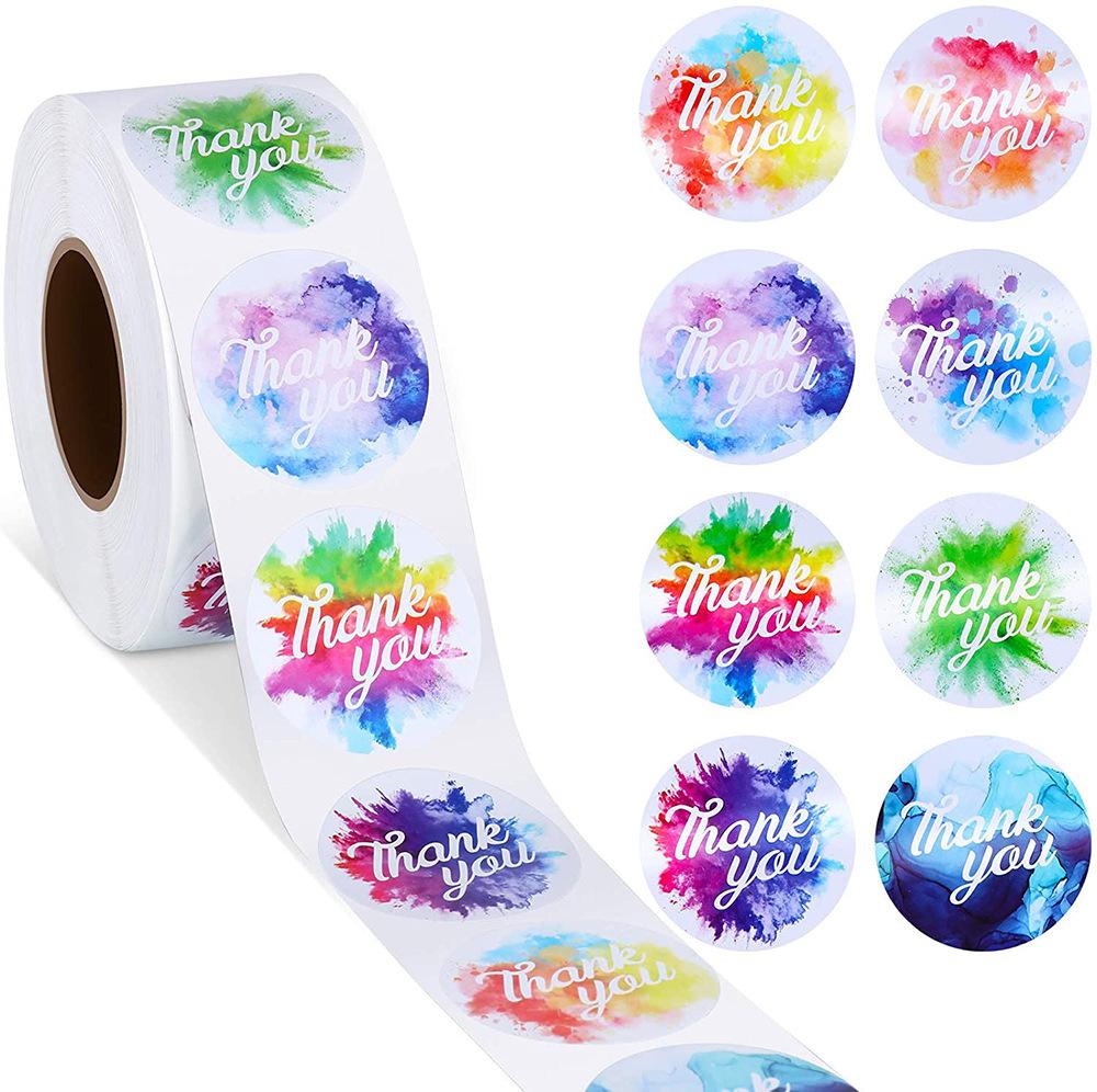 100-500pcs Flowers Round Thank You Stickers for Supporting Small Business Seal Labels for Thank You Cards,Wedding Party
