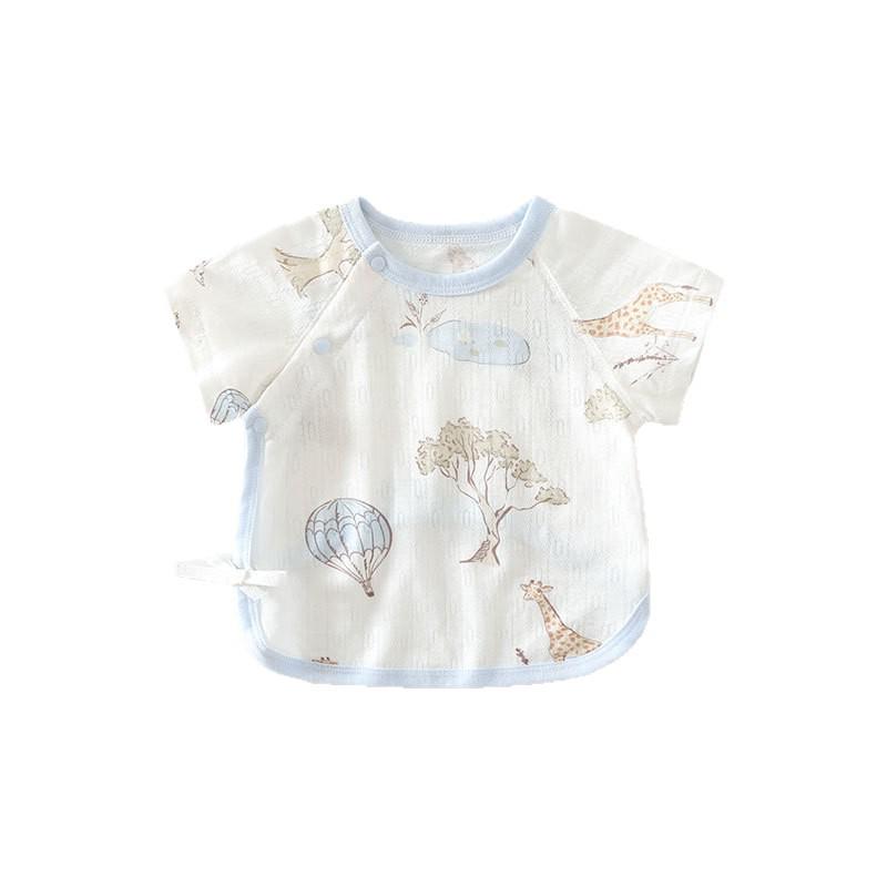 Infant Tie-Up Monk Summer Short-Sleeve Top with Belly Protection
