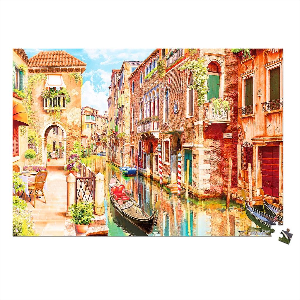 Pinto 368-Piece Mini Plastic Jigsaw Puzzle "Venice Afternoon" (13x19cm) for Kids and Adults, No Broken Pieces, Clicks into Place [P1187]