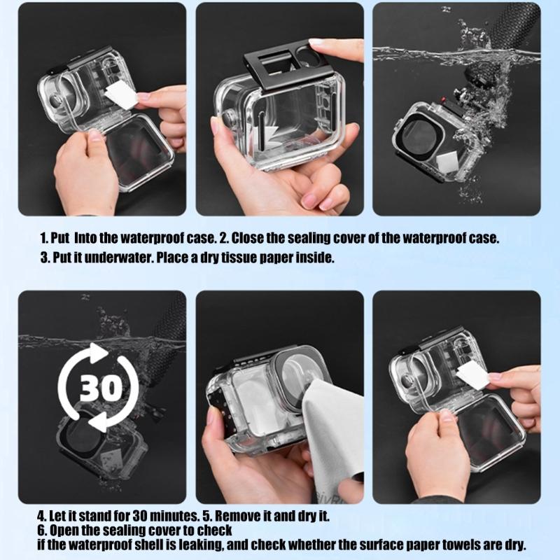 Professional 60m Waterproof Housing Case For Action 6 Camera Diving Case Shell With Magnetic Quick Release 1/4in Hole