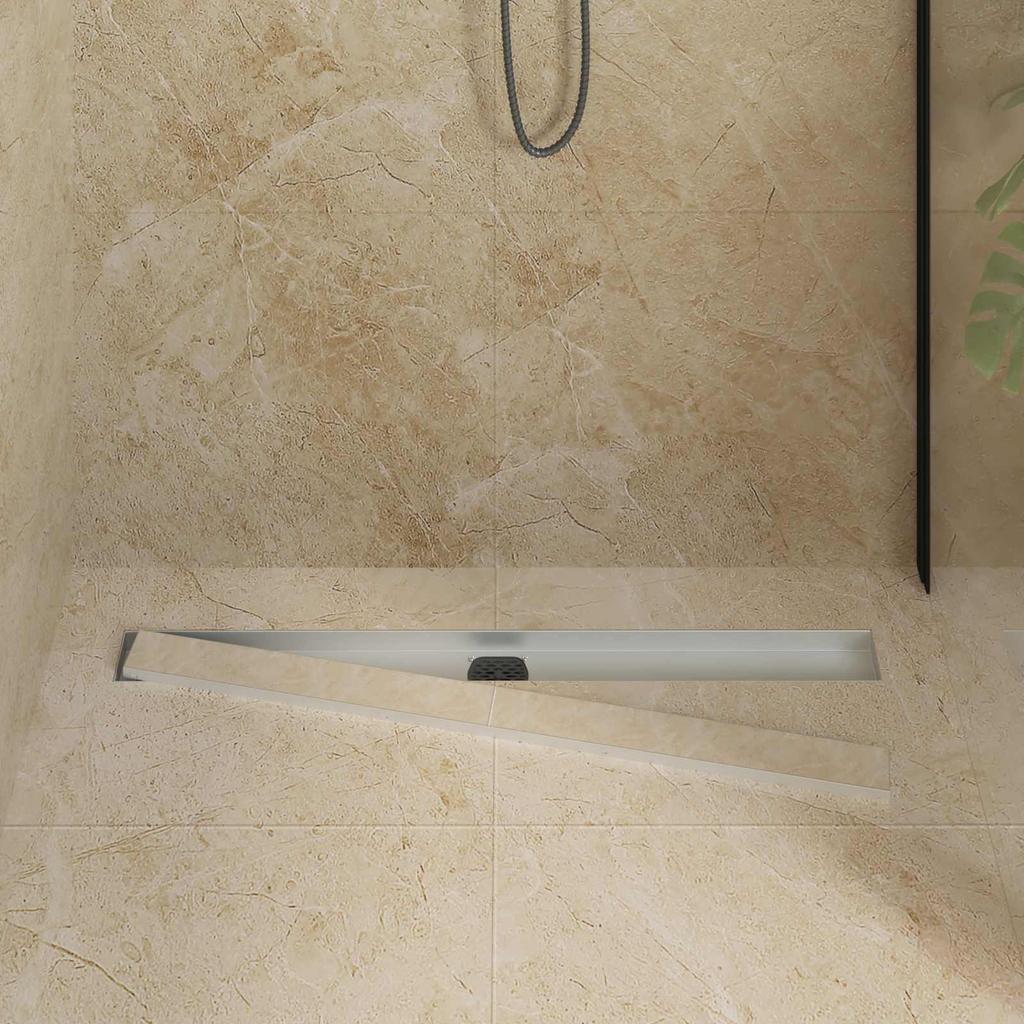 2 In 1 Shower Drain with 360 Degrees Siphon Silver 90 Cm Stainless Steel 304