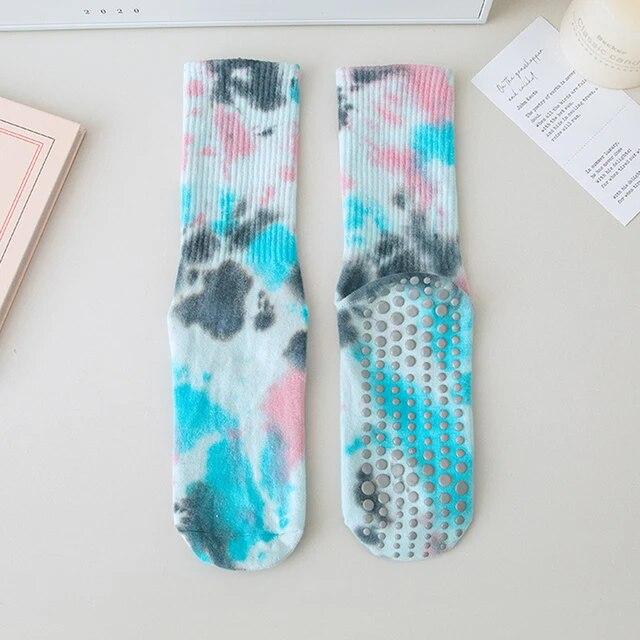 1pair Sport Yoga Socks Anti Slip Pilates Women Female Pilates Yoga Yoga Socks Tie Dye Grip Socks