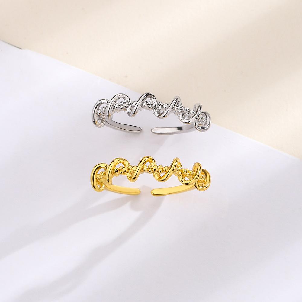 New spiral winding line ring open tail ring niche design curve wave plain ring ring ring