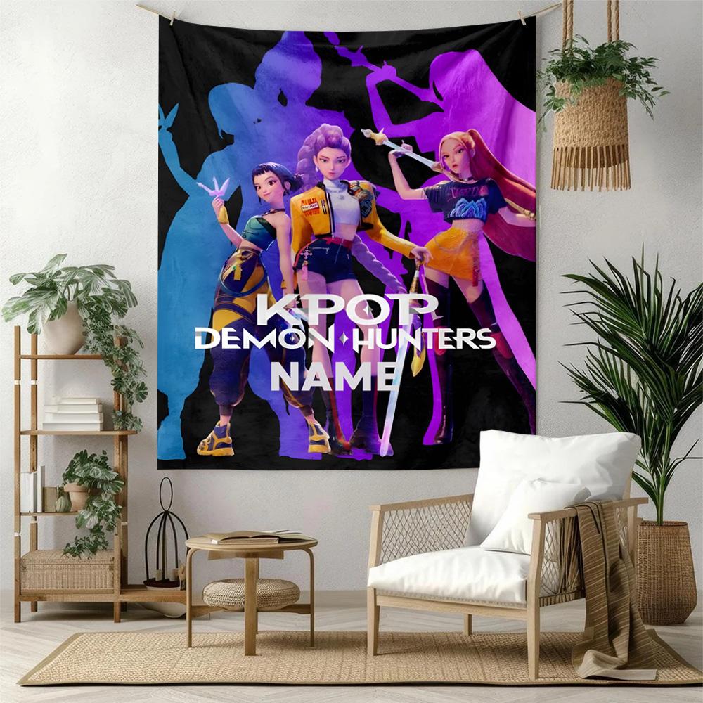 Kpop Demon Hunters Custom Your Name Wall Decor Tapestry Art For Pet Memorial Birthdaywedding Party Backdrop Family Gift