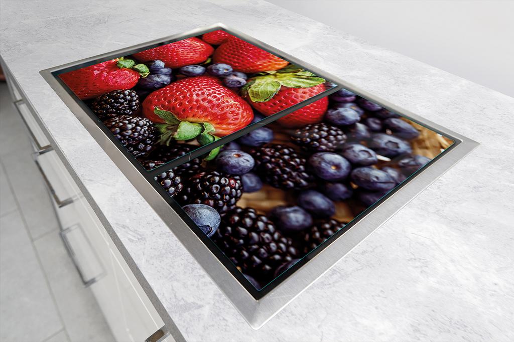 GLAS-KOCHFELDSCHUTZPLATTE 75x52 ERDBEEREN