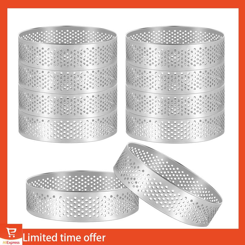 Frisches 15er-Pack Hitzebeständiger Perforierter Kuchenmousse-Ring Runder Ring Backen Donut-Werkzeuge Edelstahl