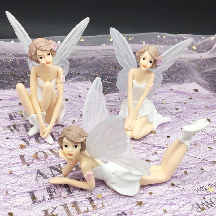 Romantic Fairies Figurines Angel Ornaments for Xmas Cake Topper Home Decor 3Pack