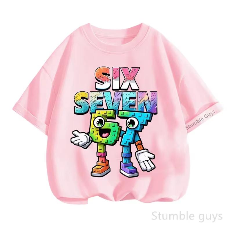Kids Boys Cartoon Number 67 Graphic TShirt Soft Cotton Crew Neck Tee Casual Summer Wear for Daily Schooltk0023