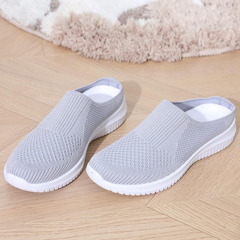 Leisure Ladies Single Shoes Middle-aged and Elderly Soft Bottom Baotou Half Slippers