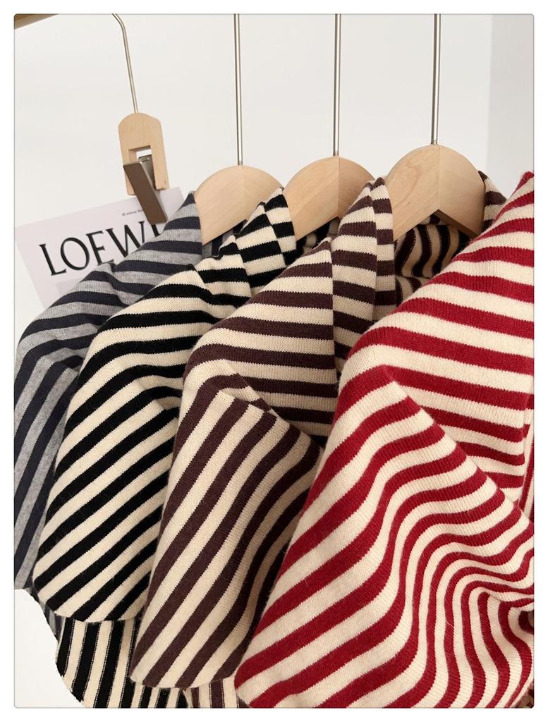 Korean Trending Wool Blend Striped Knitted Shawl/Scarf for Women - Versatile Autumn/Winter Accessory