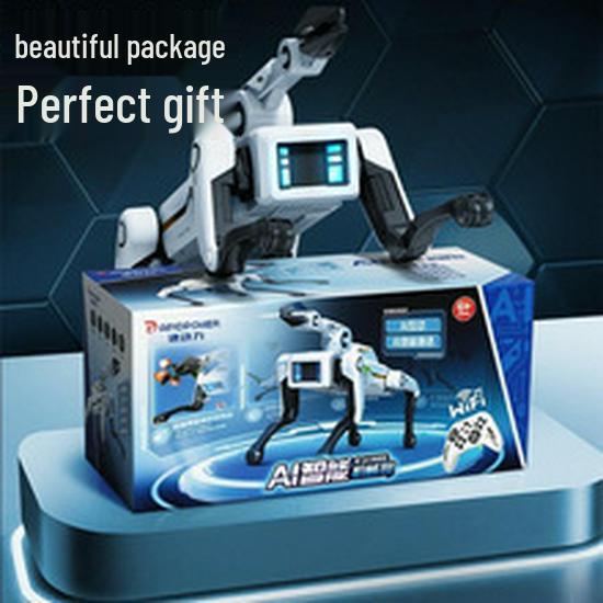 Smart AI Robot Dog with Voice Dialogue, Remote Control, Call Function, Item Pickup & Cannonball Shooter