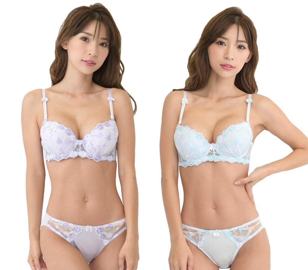 Smile Lala Blue Purple A70 Bra and Panty Set and In Two This Underwear Set Is Perfect for Smaller Busts and Petite This Cute Bra Features Floral Lace