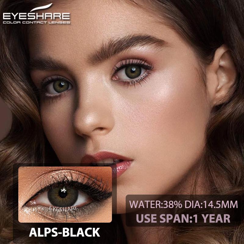 Eyeshare 1 Pair Big Black Color Contact Lenses Natural Gray Lenses Blue Eye Makeup Contacts Yearly Brown Beauty Pupils Eye Cosmetic
