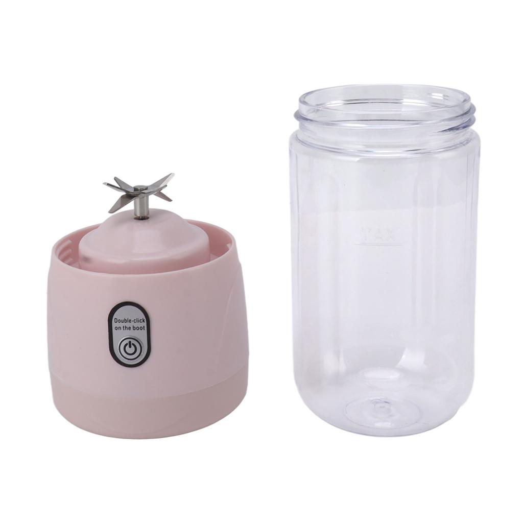 Portable Blender USB Rechargeable 6 Blades Mini Juicer Cup Fruit Squeezer for Travel Sports Kitchen 410ml Pink