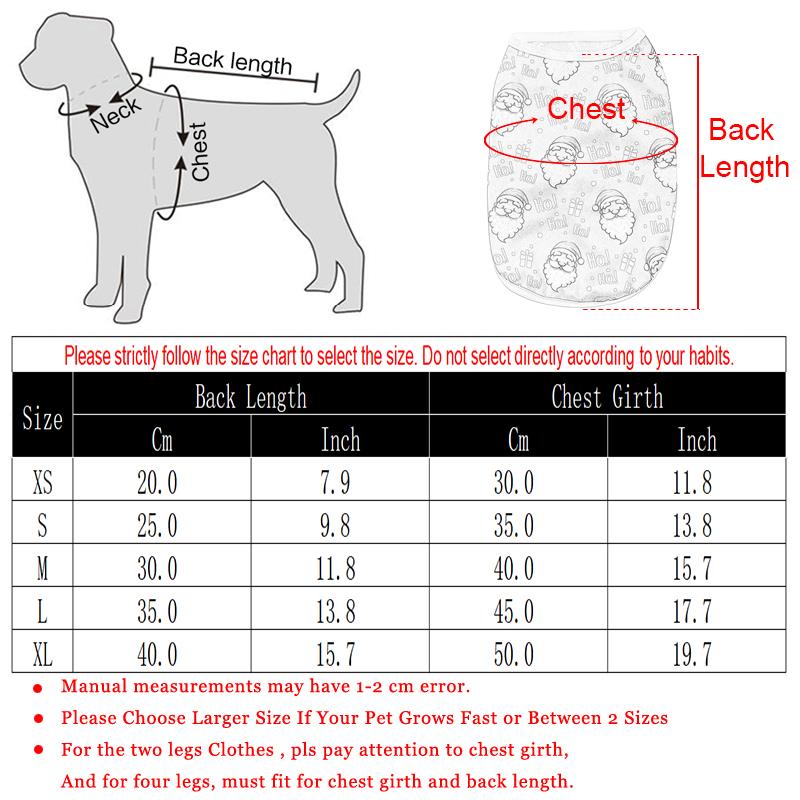 Christmas Dog Clothes Santa Bone Paw Print Puppy Vest Coat for Small Medium Dogs Cats Chihuahua Yorkies French Bulldog Costumes