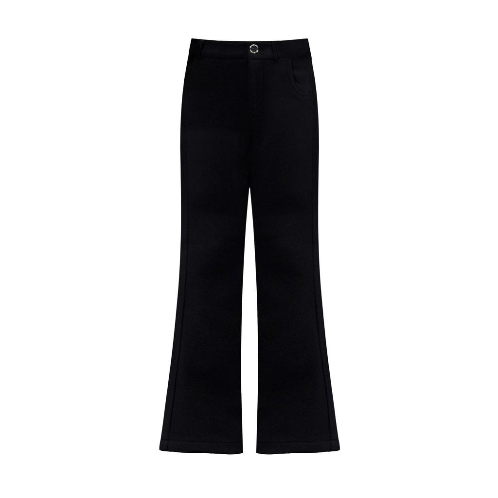 Women's High Waist Fleece-Lined Micro Flare Pants - Slim Fit, Elastic, Casual, and Versatile for Autumn and Winter.