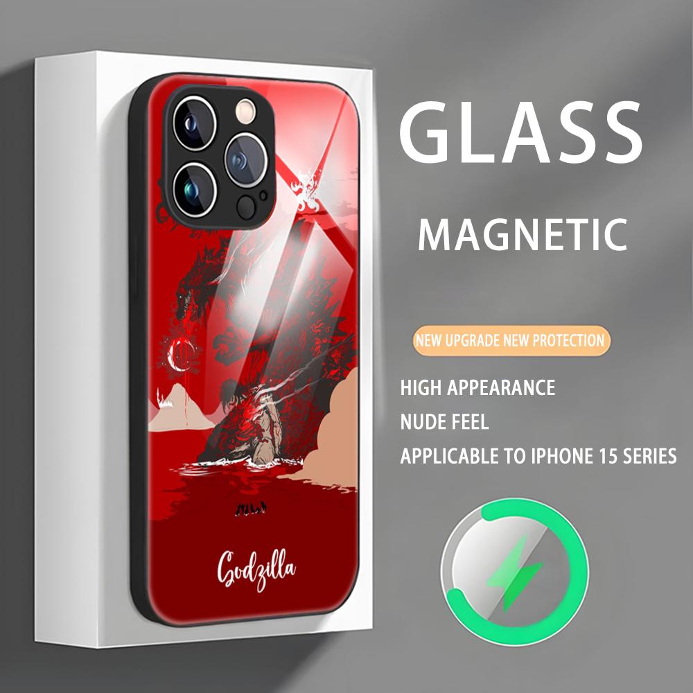 Anime G-GodzillaS Monsters Phone Case For iPhone 16 15 14 13 12 11 X XR XS 8 Plus Mini Pro Max Glass Magnetic Phone Case