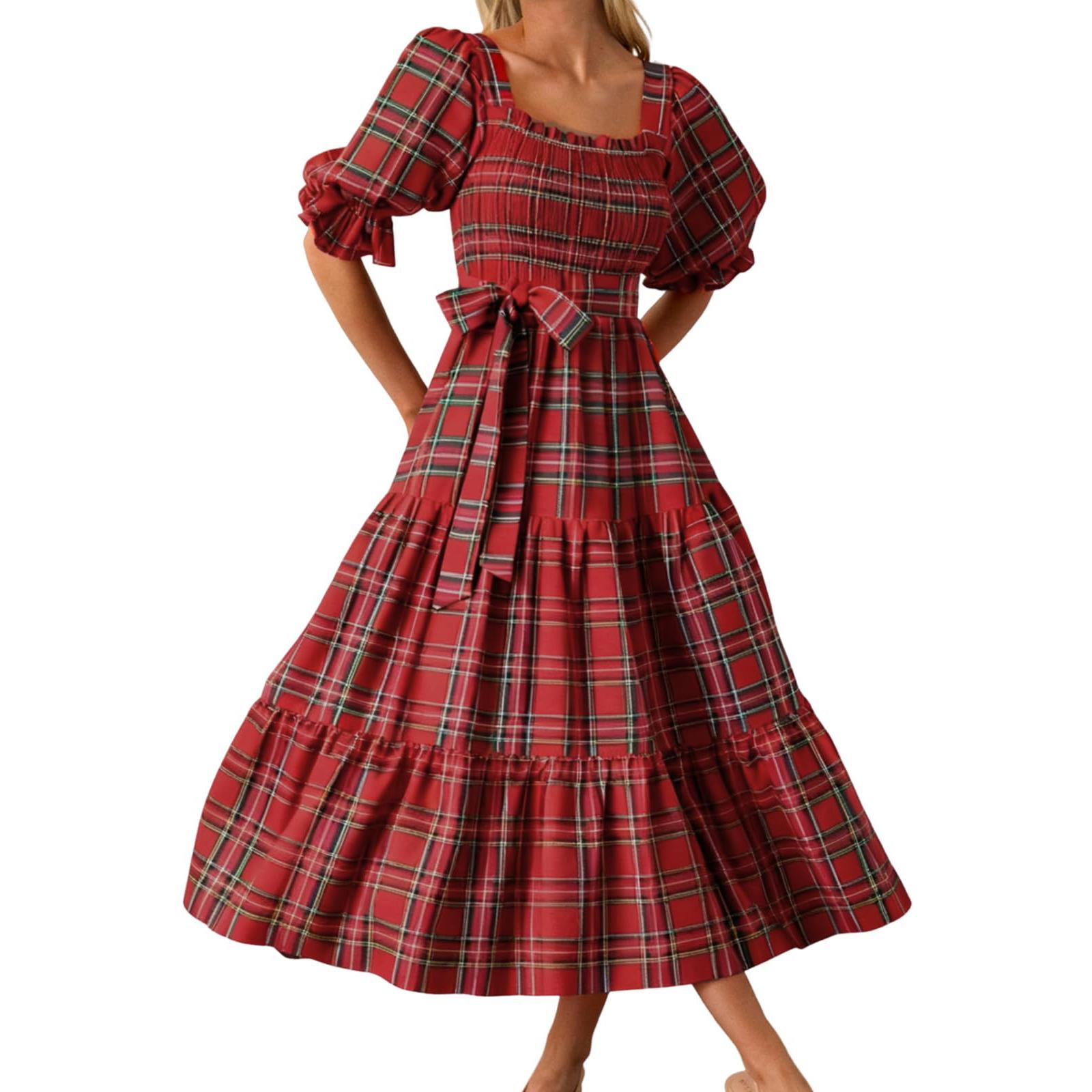 

Women s Dress Vintage Casual Dress S красный