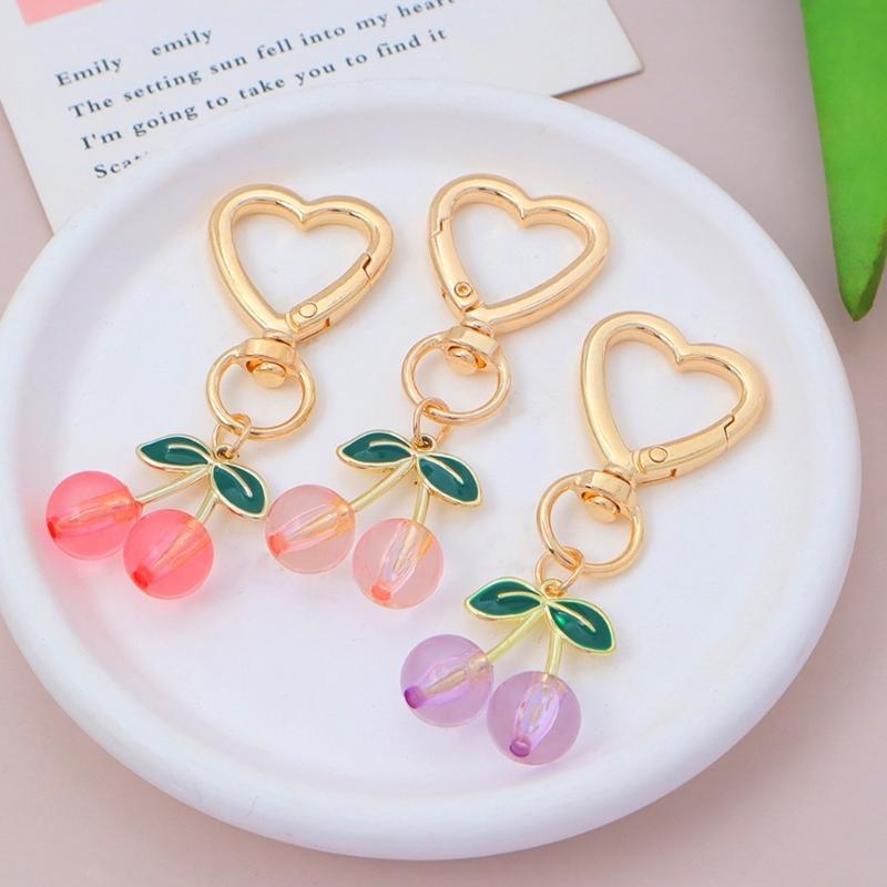 3D Cherry Design Keychain Sturdy Alloy Key Holder Cute Cherry Keychain Charm Key Pendant For Bags And Car Keys