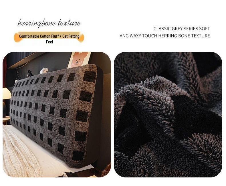 Plaid Thickened Bedside Headboard Cover