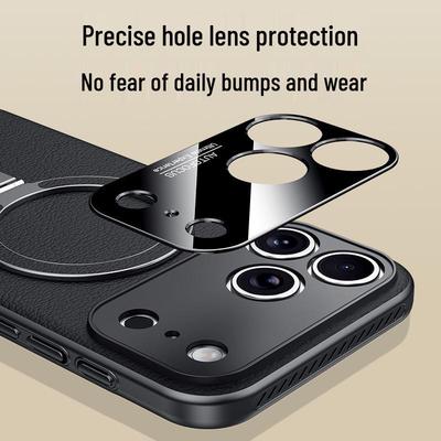 Apple 17 Pro Max PU-Lederhülle mit Ständer, Wärmeableitung & Magnetischer iPhone 17 Linsenschutz für Paare