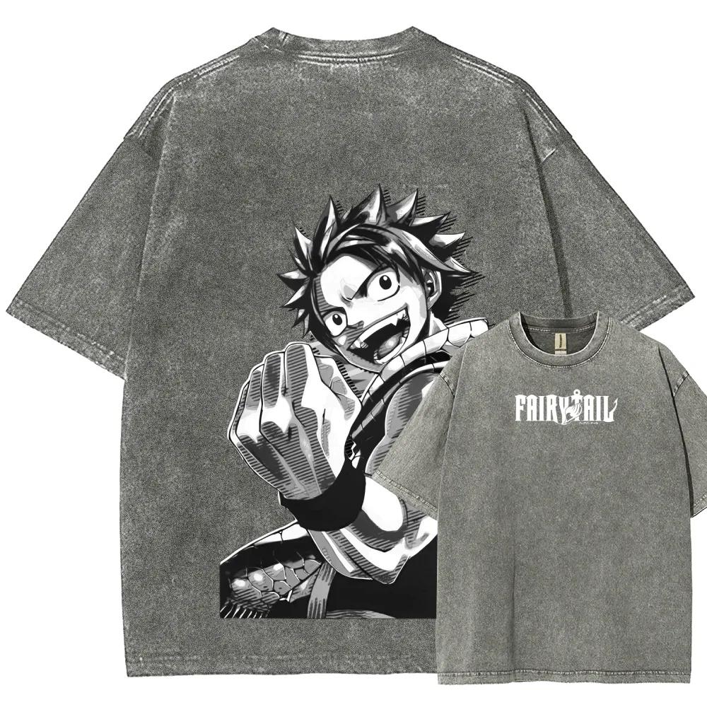 

Футболка с принтом Fairy Tail Natsu Dragneel для мужчин и женщин, из стираного хлопка, футболки манга, винтажная футболка, Харадзюку, мужская футболка с коротким рукавом XXL серый