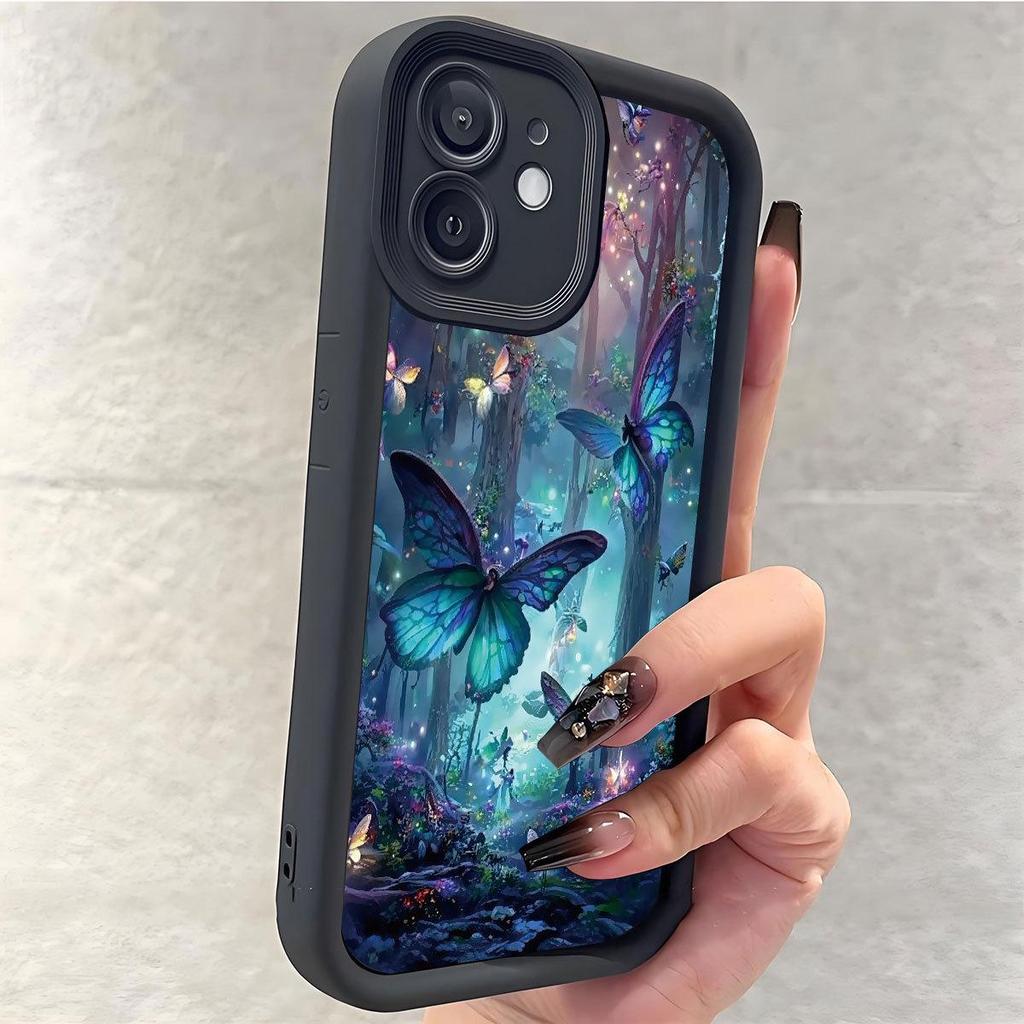 Purple Blue Butterfly Groove iPhone Case for 14/15/16/17 Pro Max