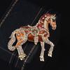 Rhinestone Zodiac Animal Lapel Pins Enamel Metal Badge Pin Casual Strong Horse Brooches  Unisex