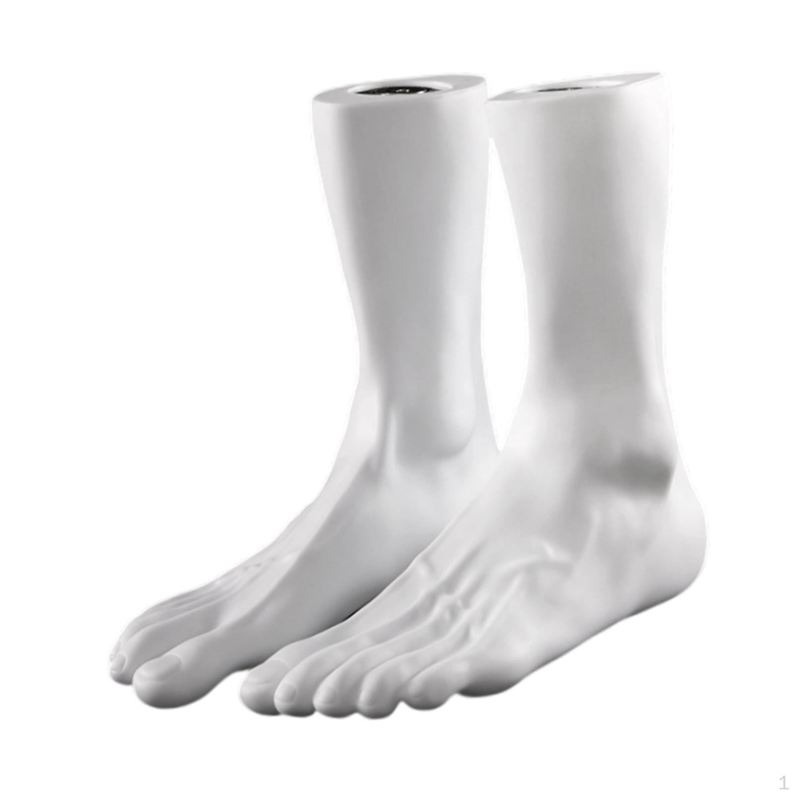 

2 Pieces Mannequin Feet Model Male Foot Display Sock Creative PVC белый