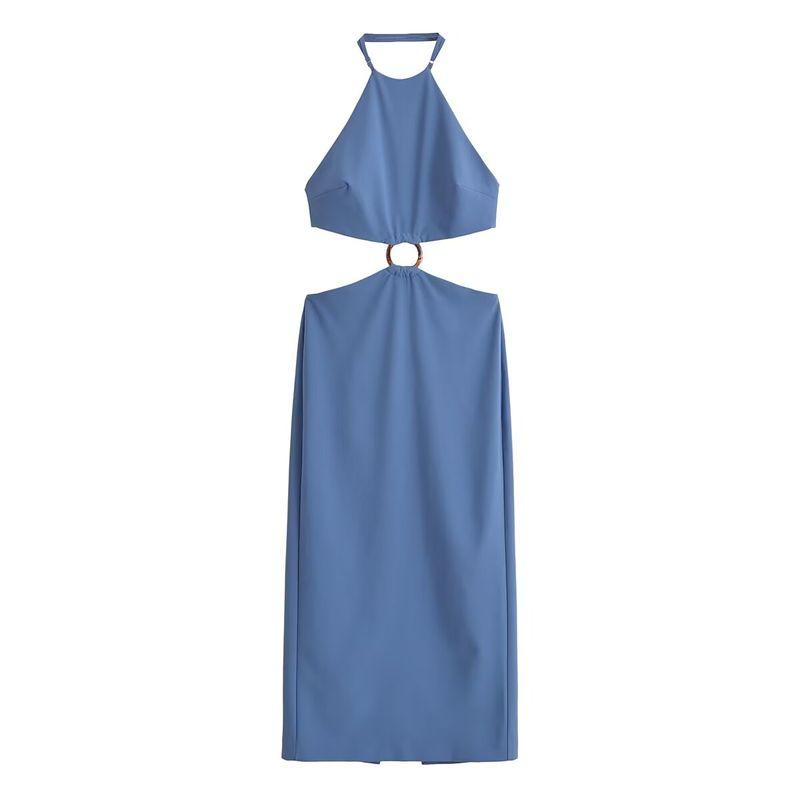 Kaslead New Arrival Women's Clothing Fashion Style Stylish Opening Design Hanging Collar Long Dress 4772223