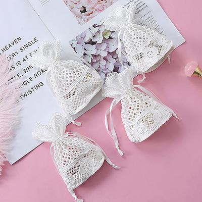 Round Hole Lace Bag Jewelry Storage Bag Milk Yarn Bundle Pocket Drawstring Bags Packaging Party Wedding Favors Gift