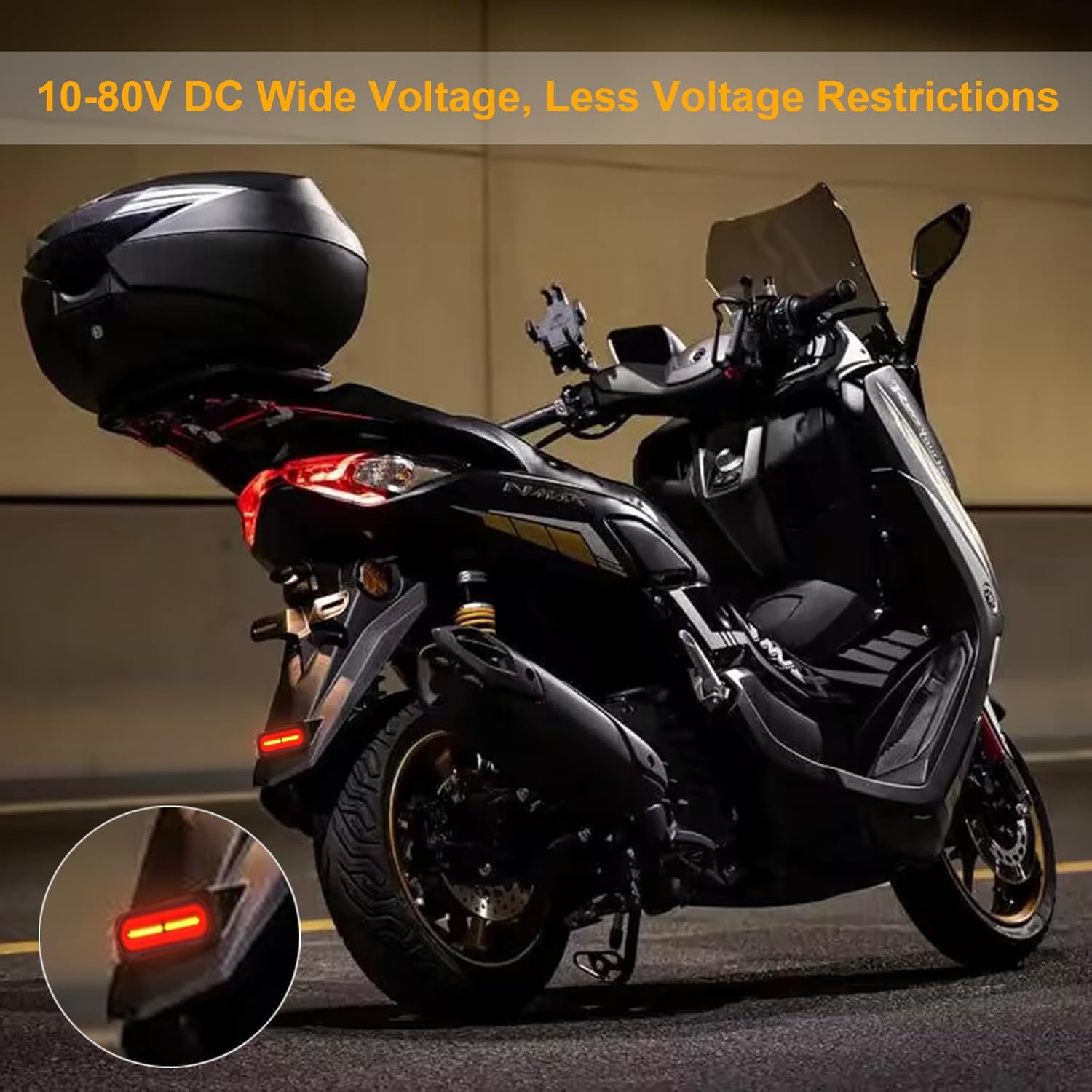 Kinstecks 10-80V Motorcycle Indicator Motorcycle Turning Indicator Flowing Turn Signal Light Brake Light Driving Light for Motorbike Motorcycle