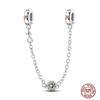 Star Moon Slide Safety Chains Charms 925 Sterling copper Heart Evil eyes Silicone Spacer Beads Fit Original Bracelet DIY Zircon