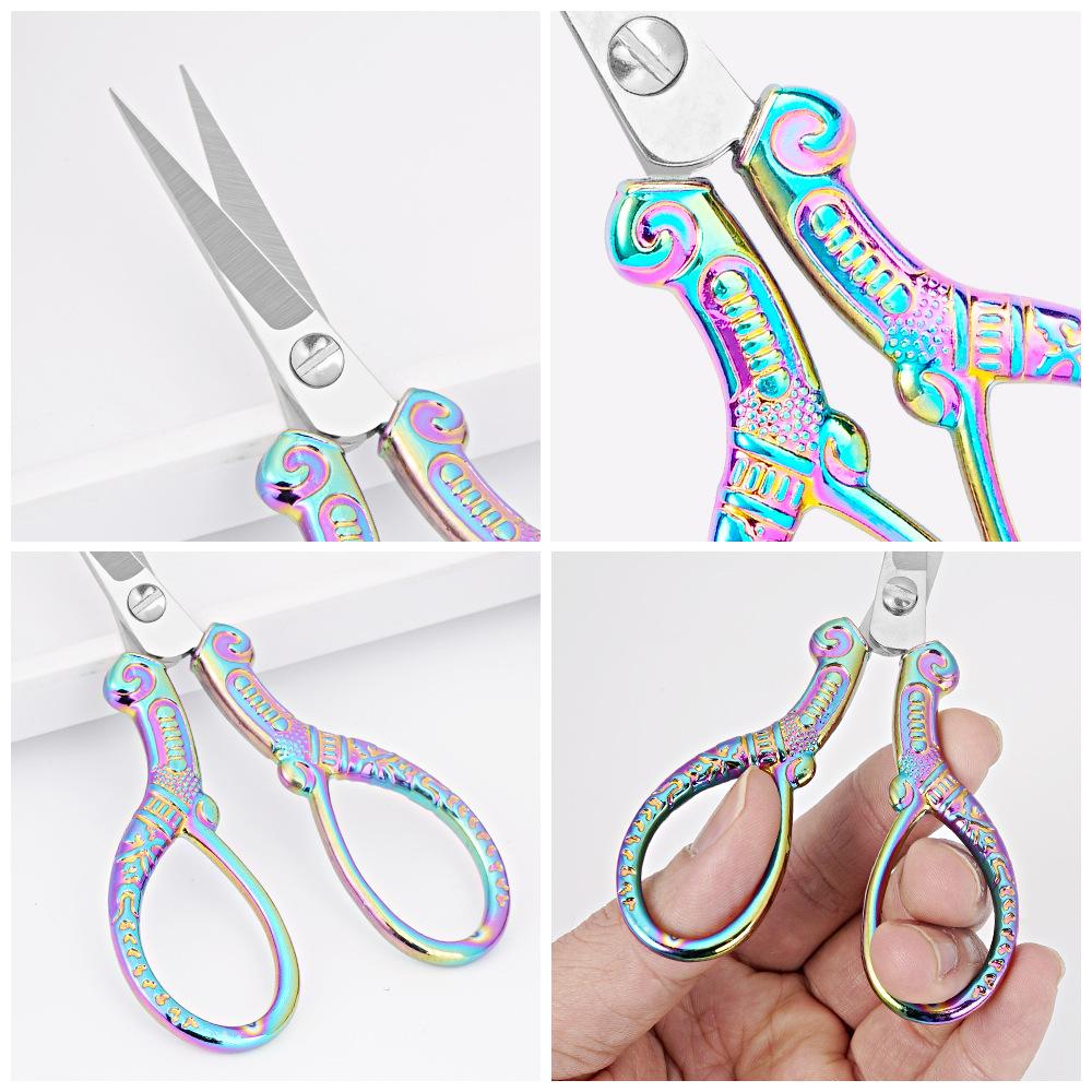 Retro Exquisite Pointed Scissors Stainless Steel Household Scissors Window Grilles Wool Embroidery Scissors Hand-Cut Student Office