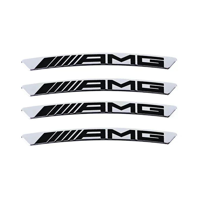 CQZ1 4pcs AMG Emblem Car Wheel Sticker Rims Cover Decal Accessories For  Mercedes Benz Brabus Smart Maybach W204 GLC CLA W205 W203