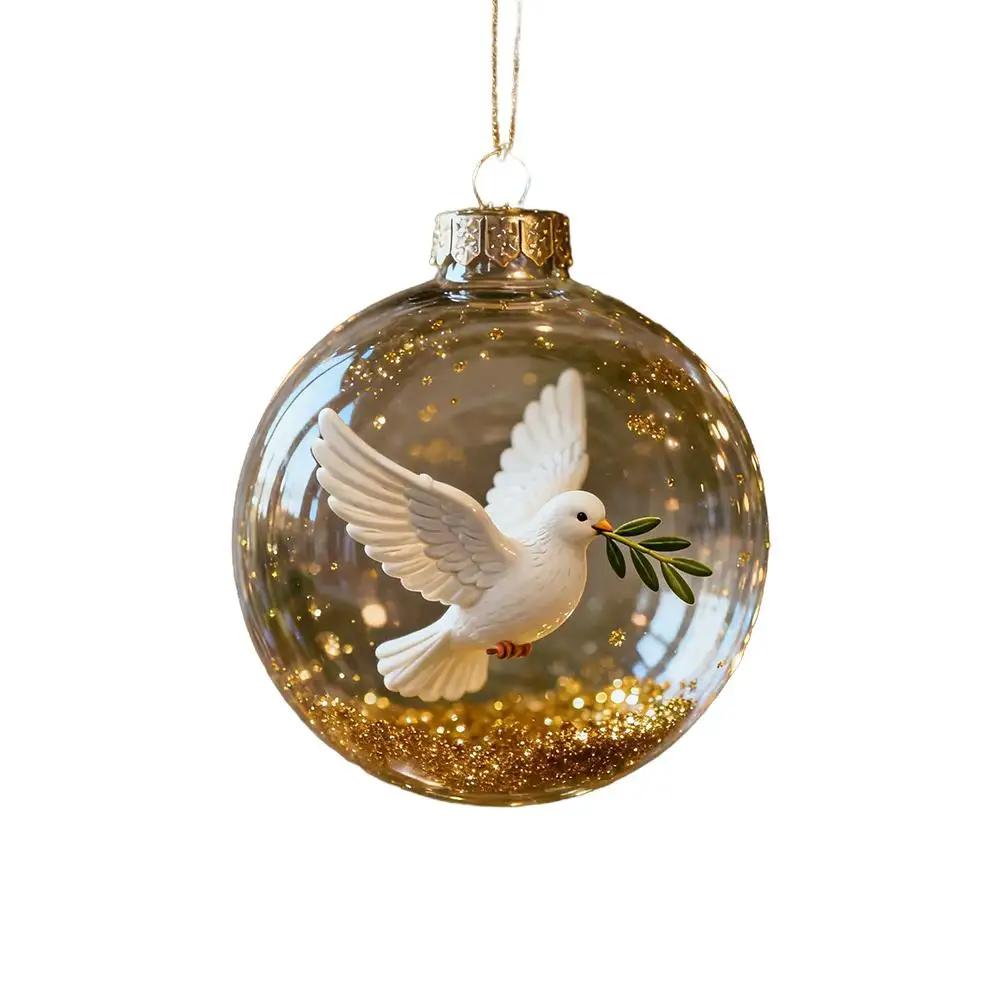 

Christmas Glass Ball Ornaments With Bird Eagle Dove Parrot For Christmas Tree Holiday Party Hanging Ornaments Xmas Decor O2I4