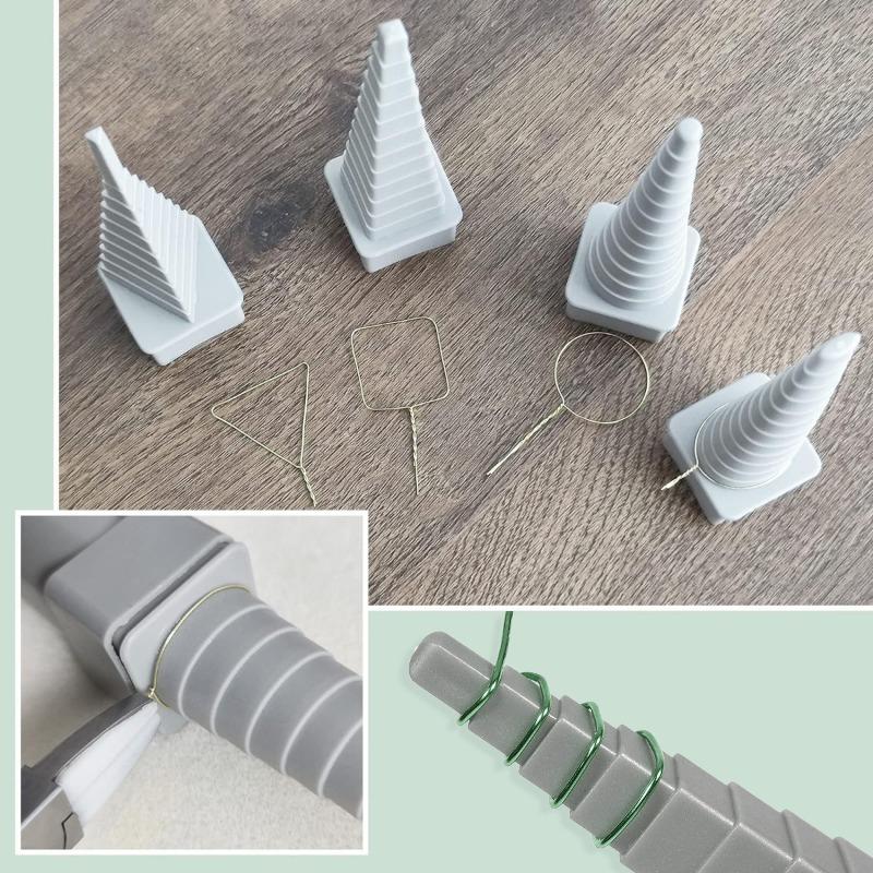 4 Piece Mandrel Wire Wrapping Tools Set Includes Triangular Round Oval Square and Handle for Metal Winding Jewelry Making