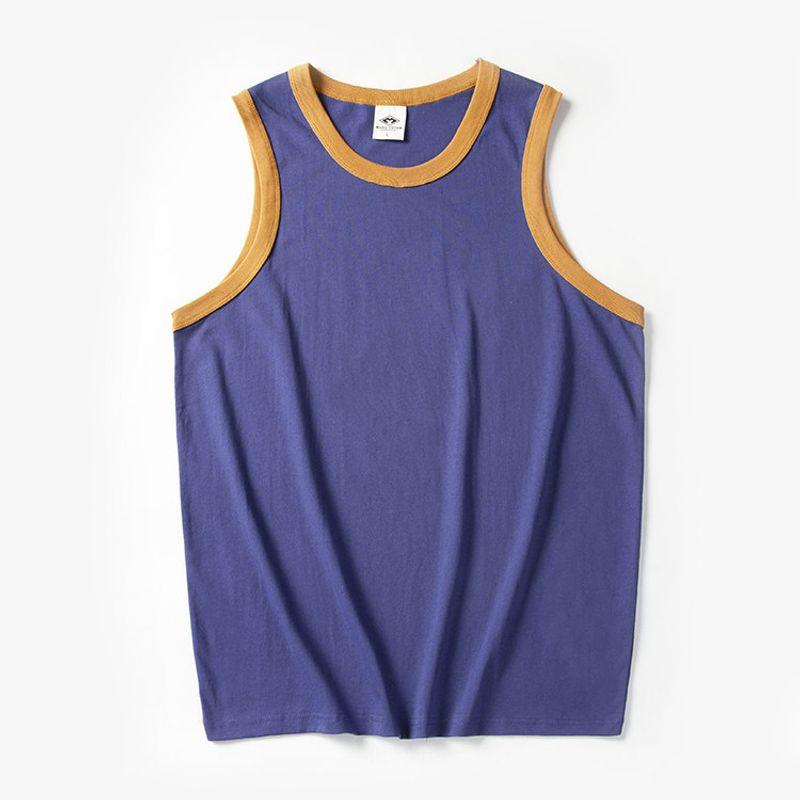 American-Style Fitness Tank Top for Men, Cotton Workout Vest for Summer, Foreign Trade Men's Basketball Sleeveless T-Shirt