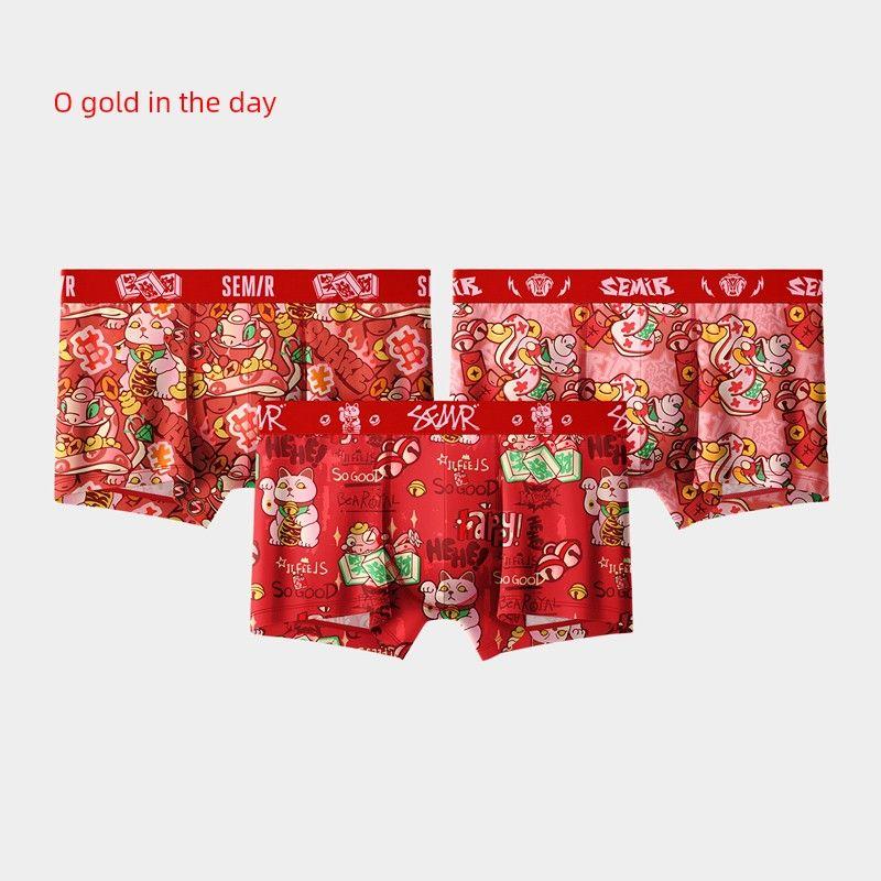 

Senma Underwear Men s Pure Cotton Cotton Crotch 7A Grade Antibacterial Red Birth Year Boxer Year of Snake 2025 New Year Gift