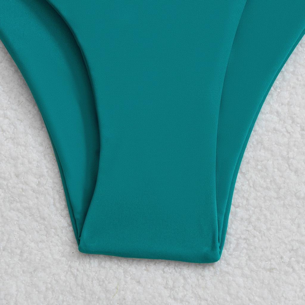 New turquoise swimsuit women's metal decorative bikini suit women's sexy tube top high waist vacation swimsuit