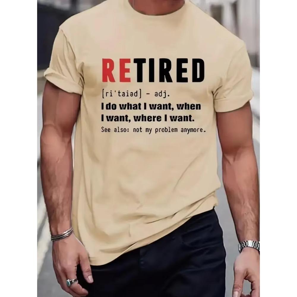 Interesting "Retirement" Definition Printed Men's T-Shirt Summer Casual Short Sleeve Cotton T-Shirt Top As A Gift