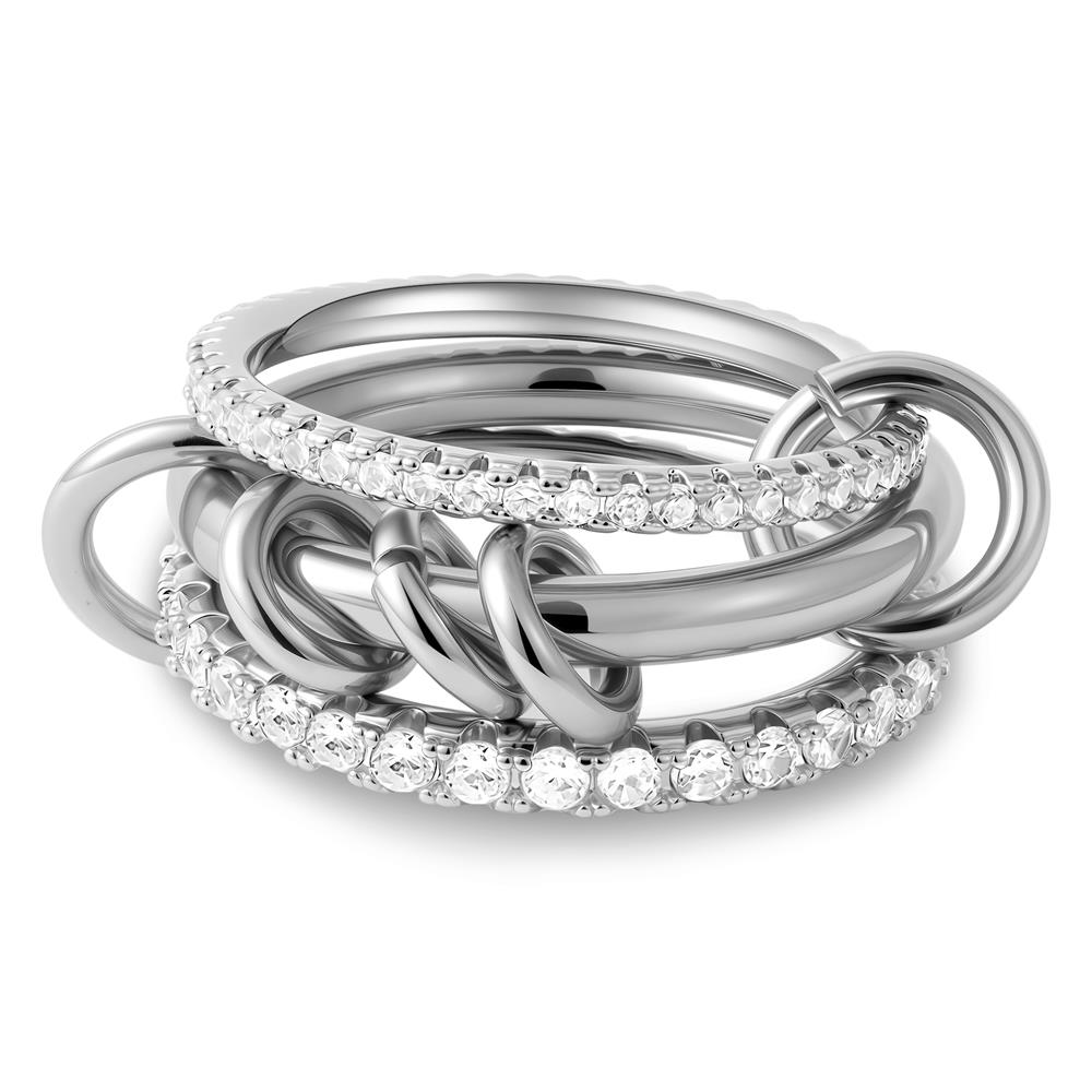 Anello Stacked Everly Multistrato Oro Placcato Chunky Zircone Intrecciato Anelli Collegati Multi Maglia Gioielli Statement Eternity Regalo
