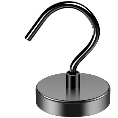 1Pack Black Magnetic Hook 110 Lbs Heavy Duty Strong Neodymium With a Bigger Hookfor Cruise, Curtain, Home, Kitchen, Workplace