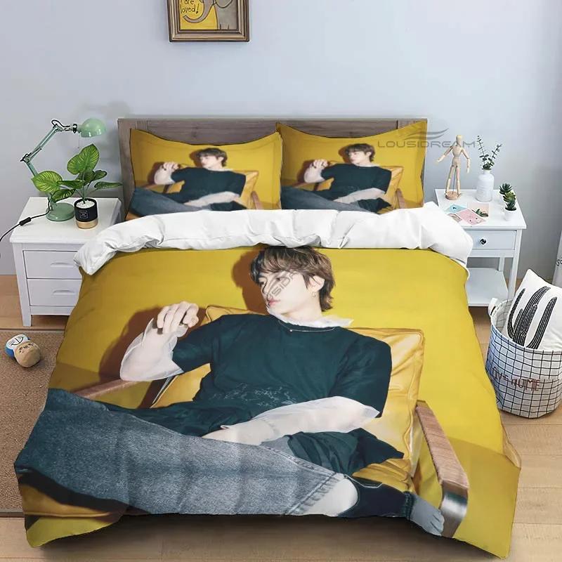 Korean Fashion Singer Group Kpop Jung Kook Suga Jimin Bedding Set,Duvet Cover Bed Set Quilt Cover Pillowcase,King Queen Size