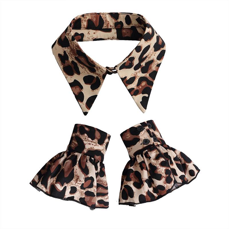 White Big Lapel Fake Collar And Black Detachable Cuff Lace False Collar Stand Removable Faux Col for Women Half Shirt Accessory