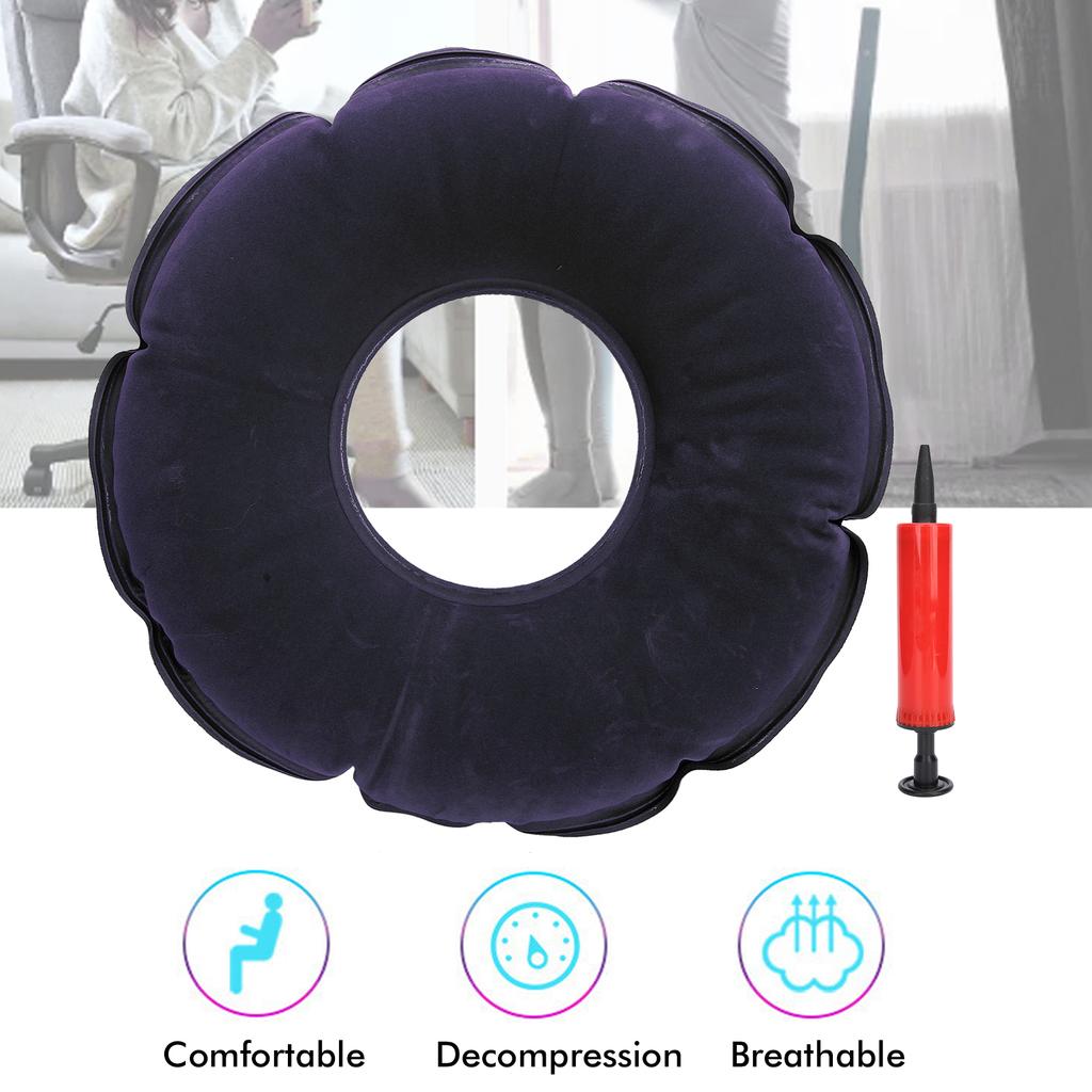 Inflatable AntiBedsore Cushion Round Shape Cushion for Elder Bedridden Patient with Pump(Royal Blue )