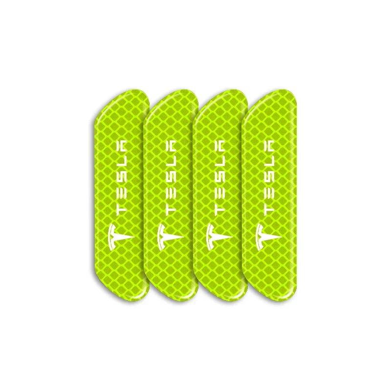 

4PCS Car Door Safety Warning Reflective Mark Sticker Car Sticker for Tesla Model 3 / Y X 2022 2021 Center Console Car Valve Cap зелений