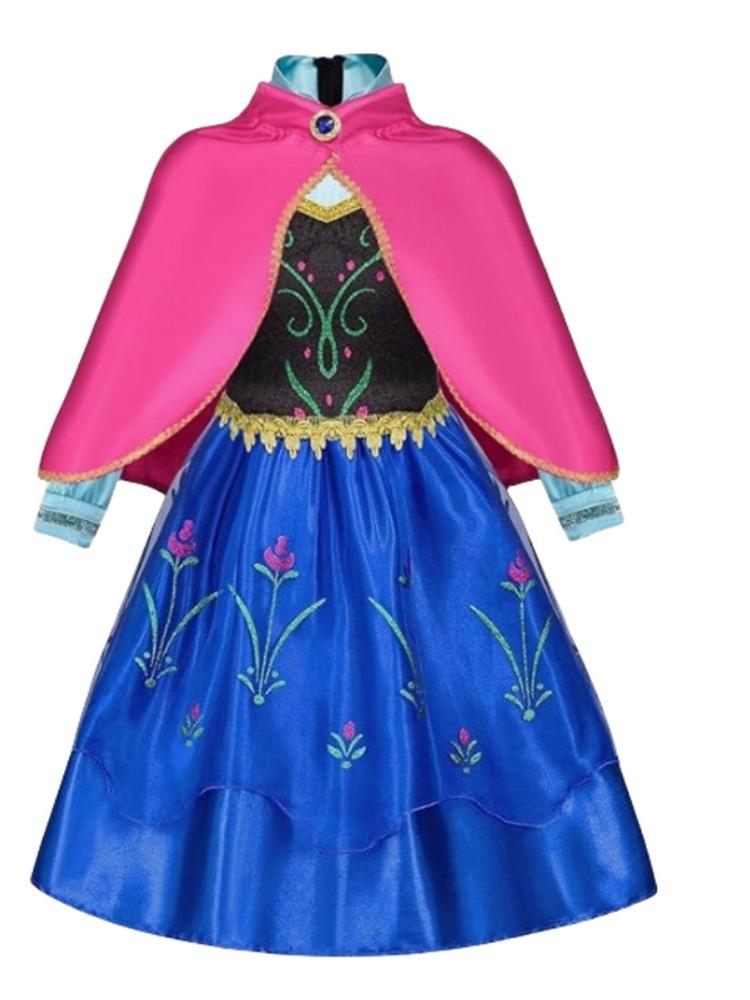 Gefrorene Anna Cosplay Kleid für Mädchen Kinder Prinzessinnen Kostüm Party Outfit Blau Halloween Bühnenkleid