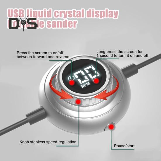 Polizor electric de unghii cu 6 atașamente Instrument de manichiură USB pentru unghii și unghii de la picioare Mașină de unghii de mare viteză 35000RPM pentru uz casnic și în salon