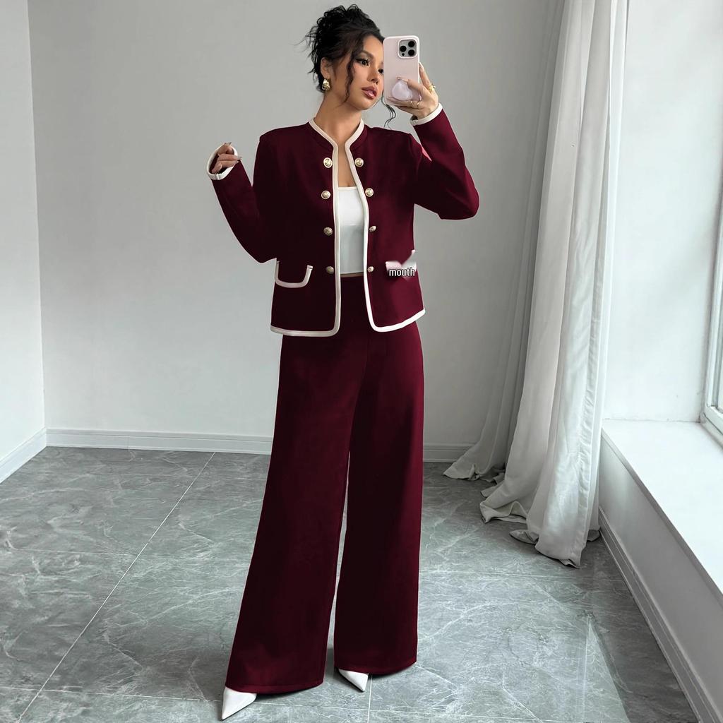Chic Red Slimming Women's Suit: French-Korean Style